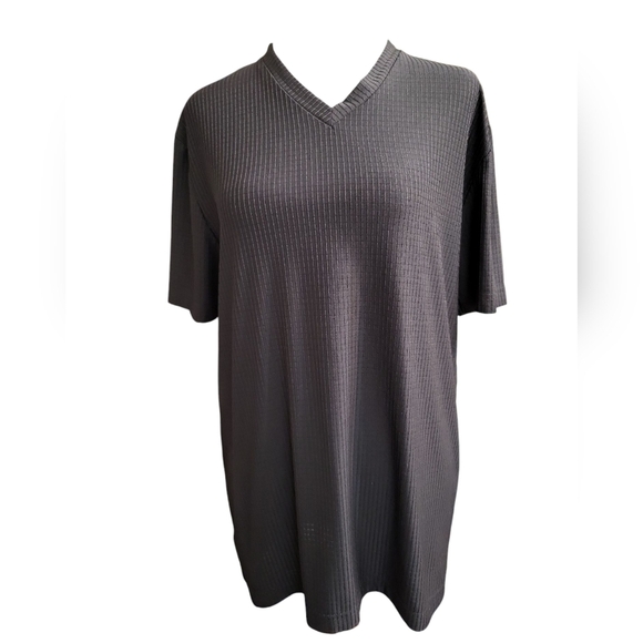 Guess Black Ribbed  V Neck Top Short Sleeve XL - Picture 5 of 14